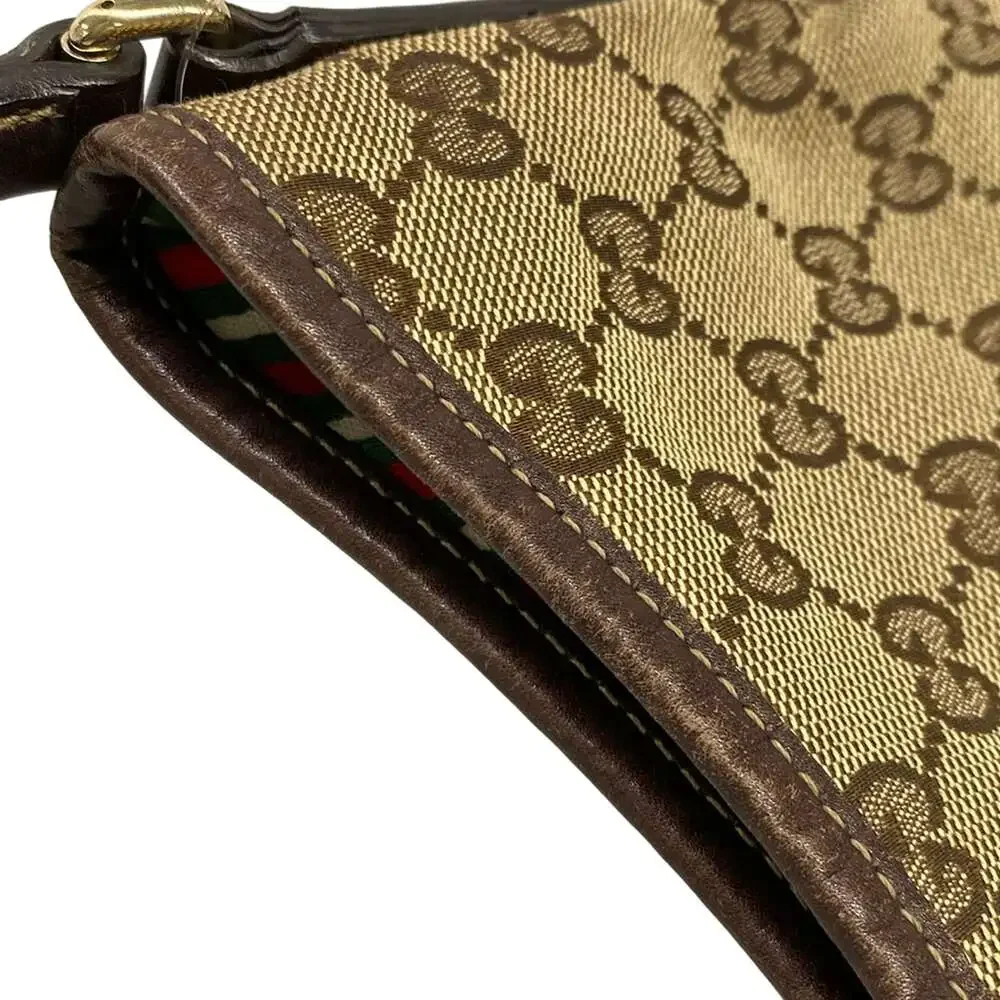 Gucci GG/New Britt Handbag 169947 Beige Dark Brown Jacquard Leather